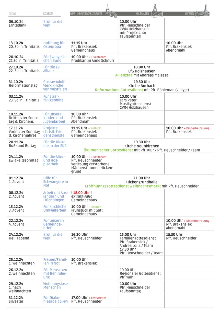 Gottesdienste Q4/2024